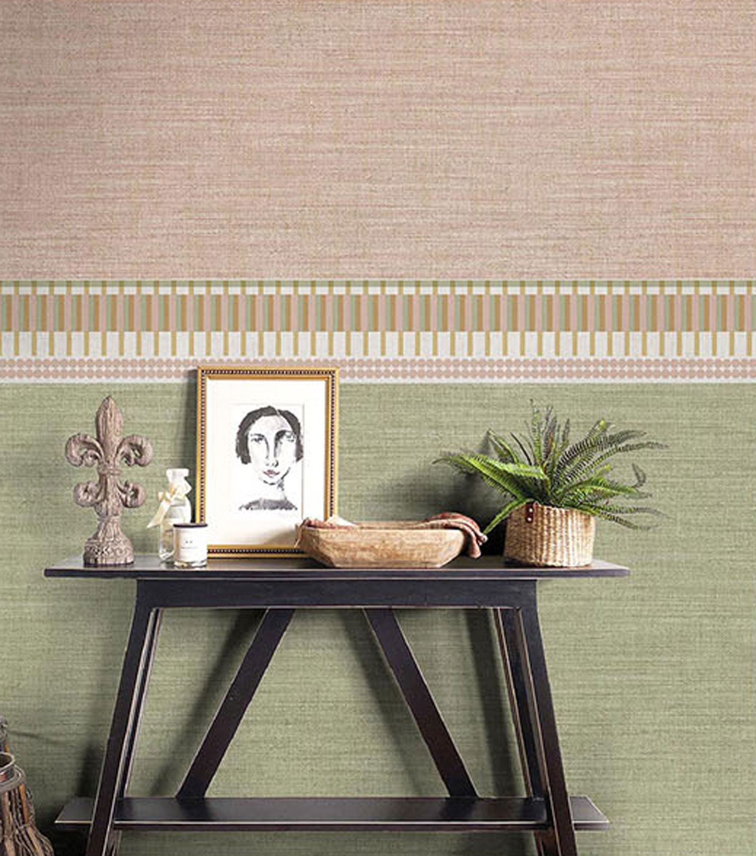 Geometric non-woven wallpaper border, green, B39085, Arché, Cristiana Masi by Parato - Image 2