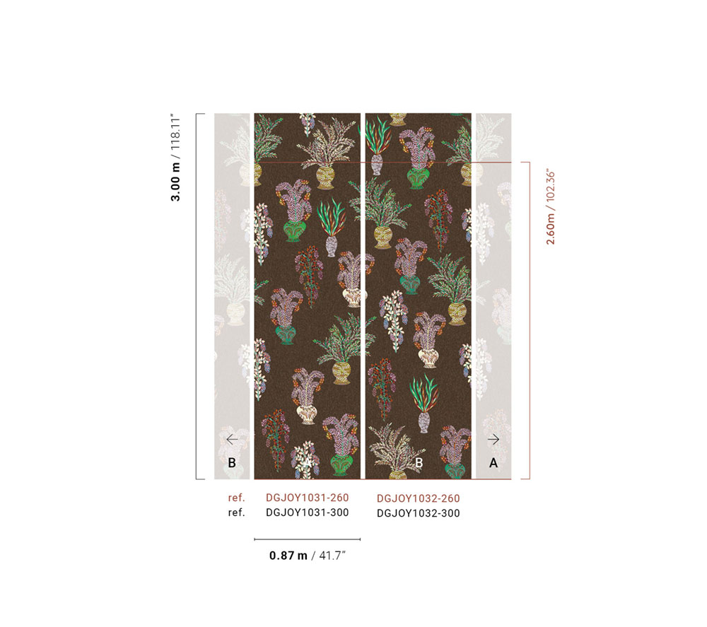 Fliistapeet, brown, flowers, DGJOY1032-300, Joy, Masureel - Image 2