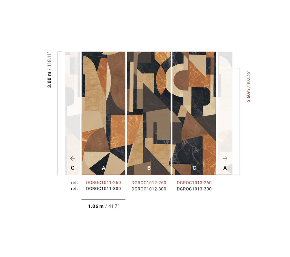 Graphic non-woven wall mural, brown, DGROC1013-300, Rock, Masureel - Image 2