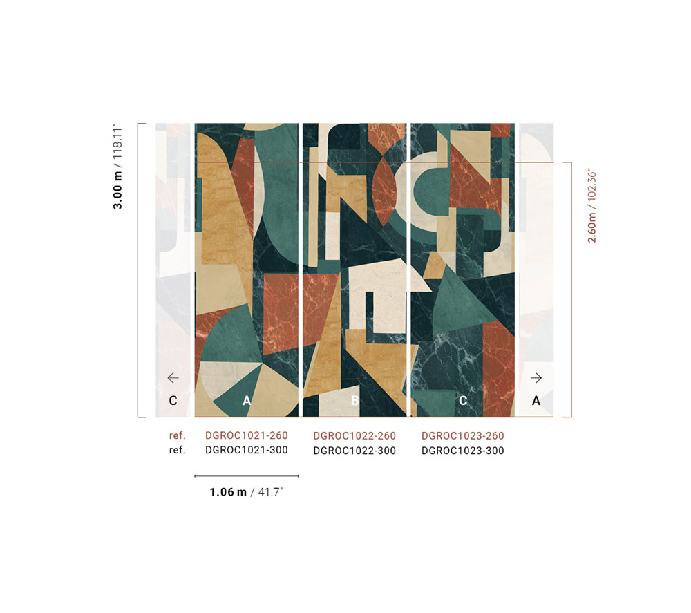 Graphic non-woven wall mural, green-brown, DGROC1022-300, Rock, Masureel - Image 2