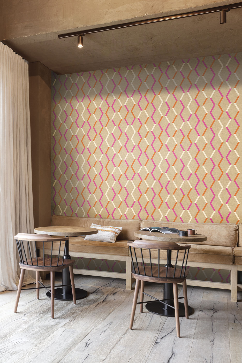 Geometric non-woven wallpaper, beige, JOY004, Joy, Masureel - Image 2