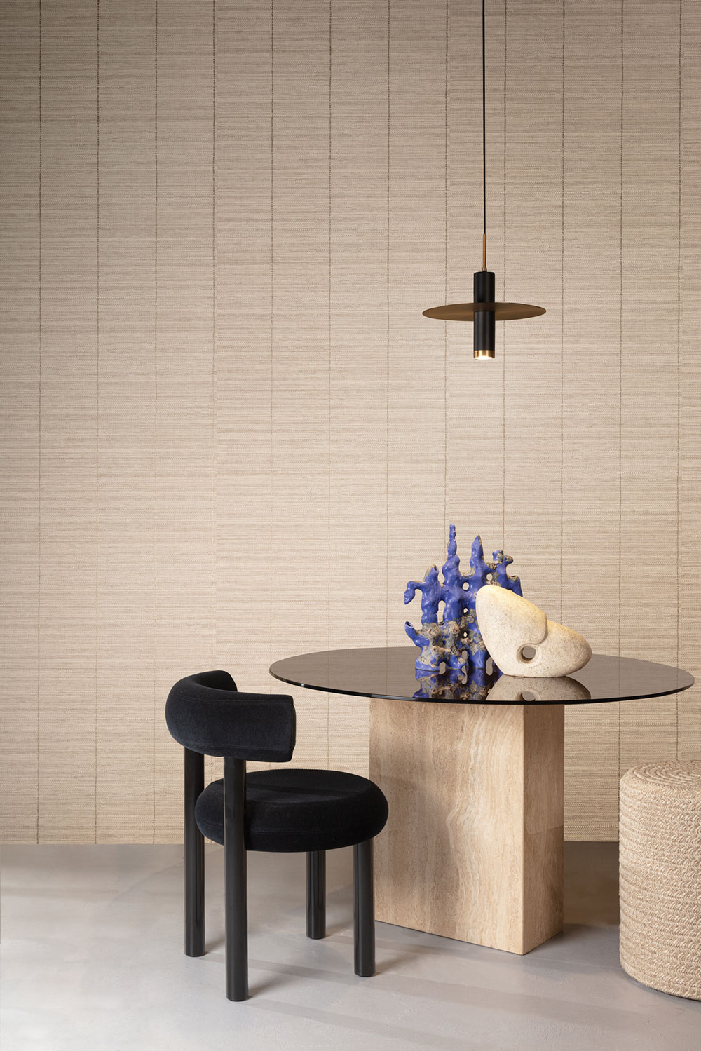 Non-woven wallpaper, beige, fabric imitation, stripes, JOY201, Joy, Masureel - Image 2