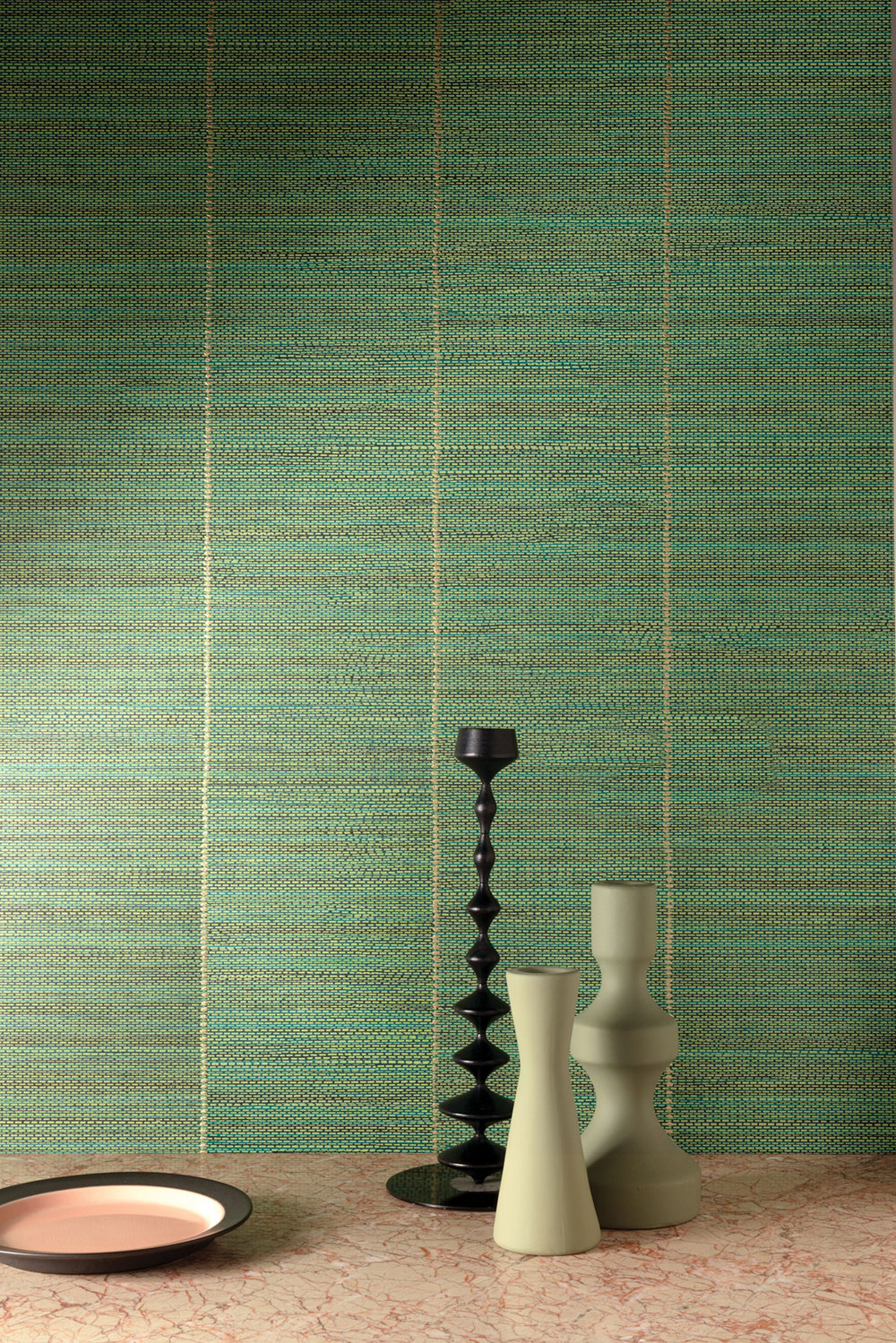 Non-woven wallpaper, green, fabric imitation, stripes, JOY203, Joy, Masureel - Image 2