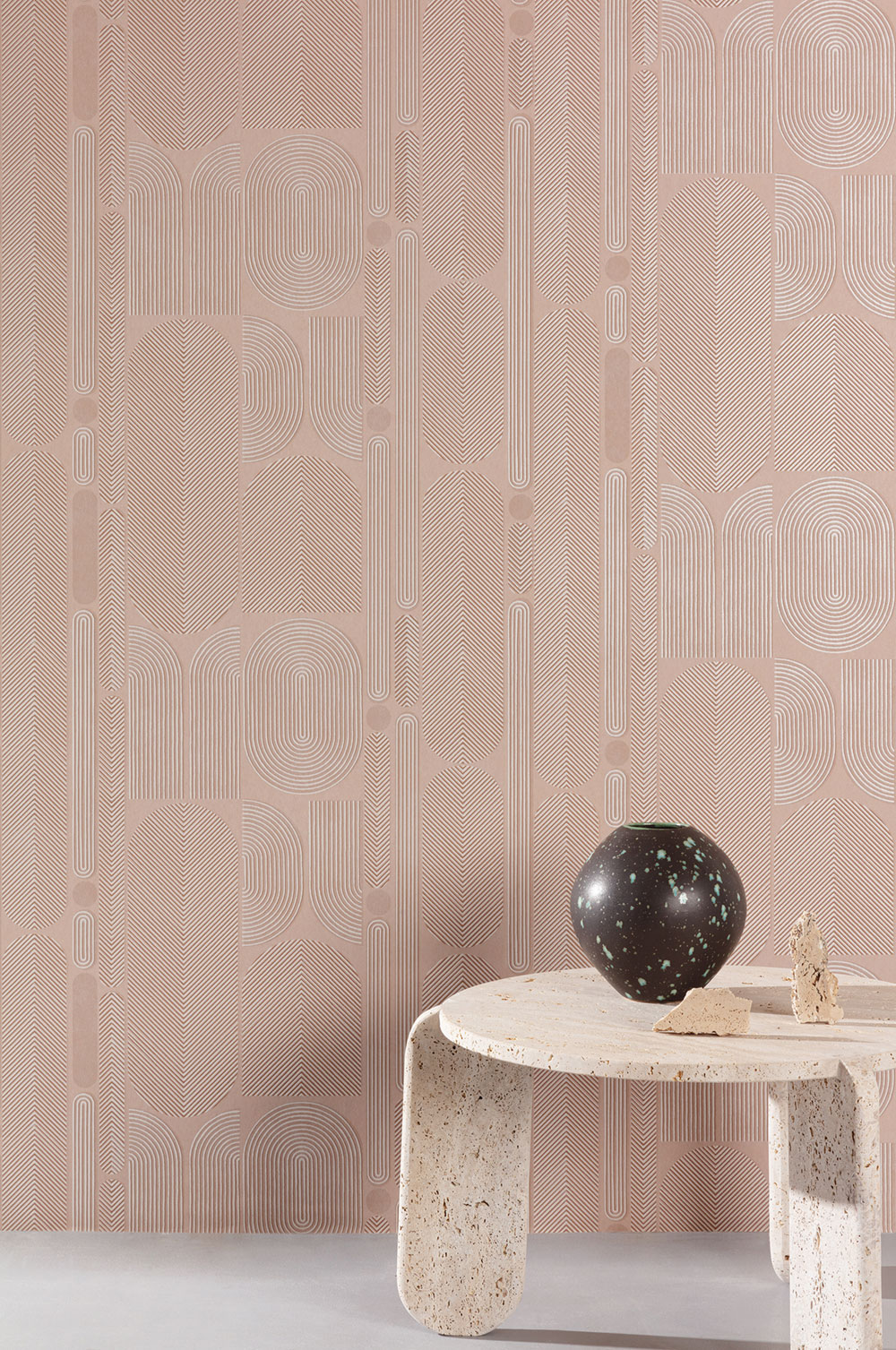 Geometric non-woven wallpaper, pink, ovals, ROC204, Rock, Masureel - Image 3