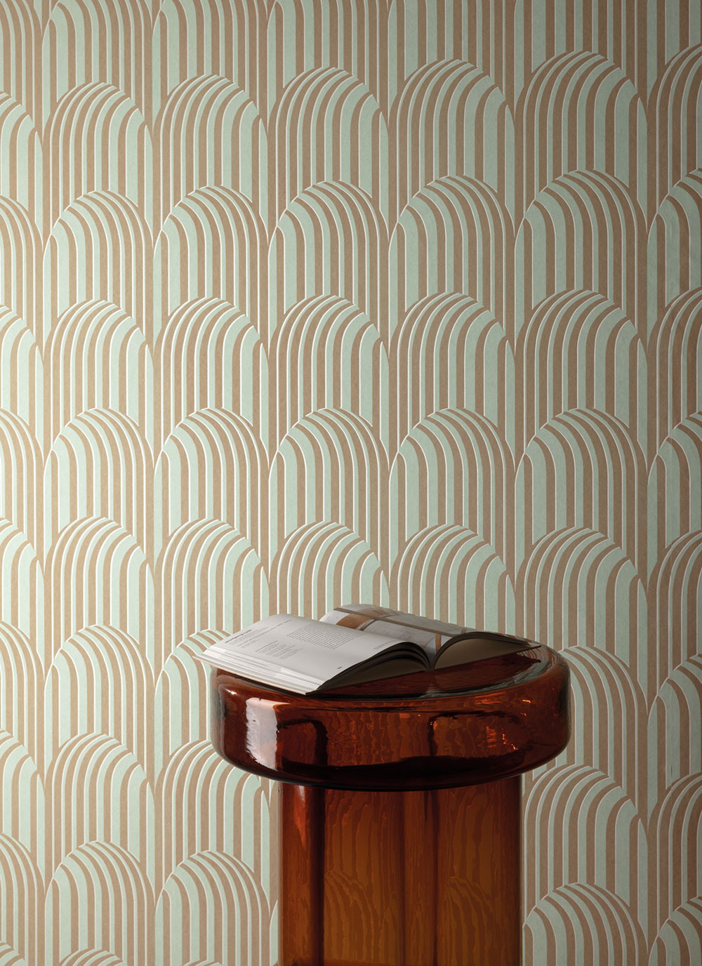 3D Geometric non-woven wallpaper, beige, ROC301, Rock, Masureel - Image 2