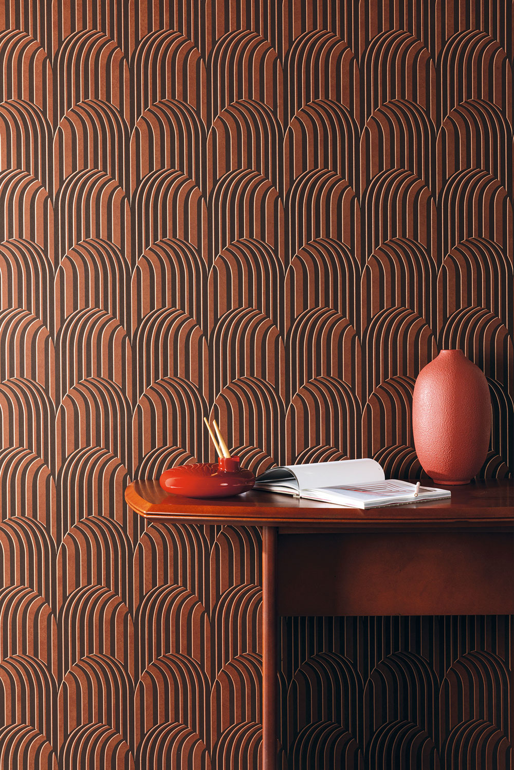 3D Geometric non-woven wallpaper, brown-bronze, ROC303, Rock, Masureel - Image 2