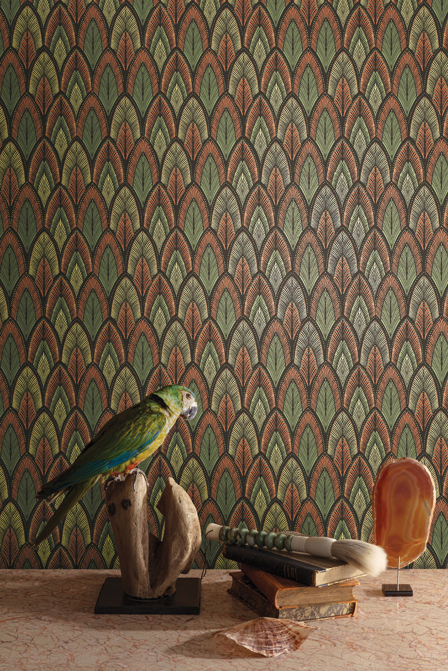 Brown-green wallpaper with leaves, SUM405, Summer, Khroma by Masureel - Image 2