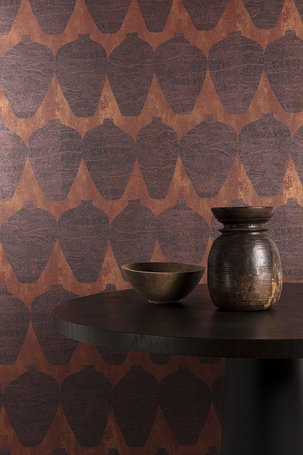 Non-woven wallpaper, vases, brown-red, TER202, Terra, Masureel - Image 3