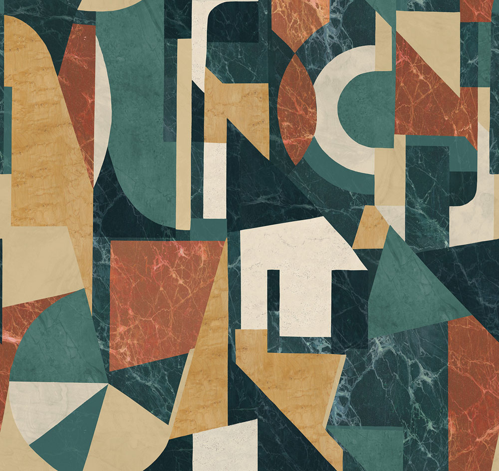 Graphic non-woven wall mural, green-brown, DGROC1021-300, Rock, Masureel - Image 3