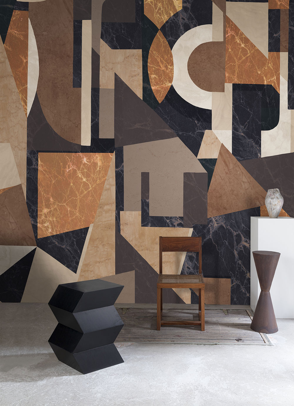 Graphic non-woven wall mural, green-brown, DGROC1022-300, Rock, Masureel - Image 4