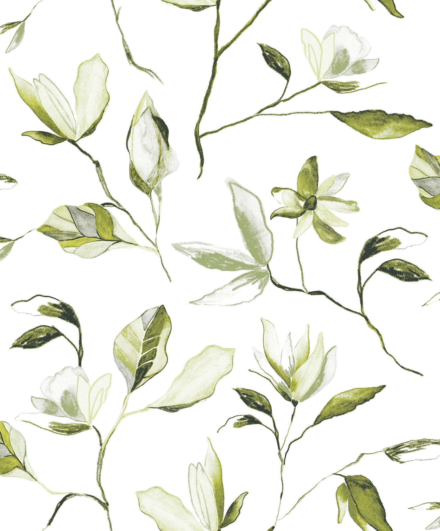 Green floral wallpaper, ZEN003, Zen, Zoom by Masureel