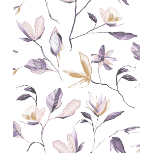 Purple non-woven floral wallpaper, ZEN006, Zen, Zoom by Masureel